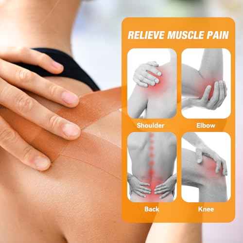 Kinesiology Tape Pre-Cut 2 Rolls, Athletic Tape for Muscle Joints Support and Recovery, Waterproof, Breathable, for Outdoors, Exercise and Fitness, 40 Strips, Beige, 2inch x 16ft