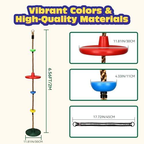 Kids Tree Swing with Dual Large Discs and Platforms - Red Green Variation