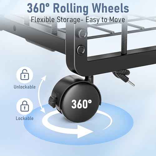 Sports Equipment Organizer Rolling Ball Storage Cart Garage Toy Storage Ball Holder Garage Organizer Sport Rack with Side Bracket for Basketball,Football, Garage, Gym