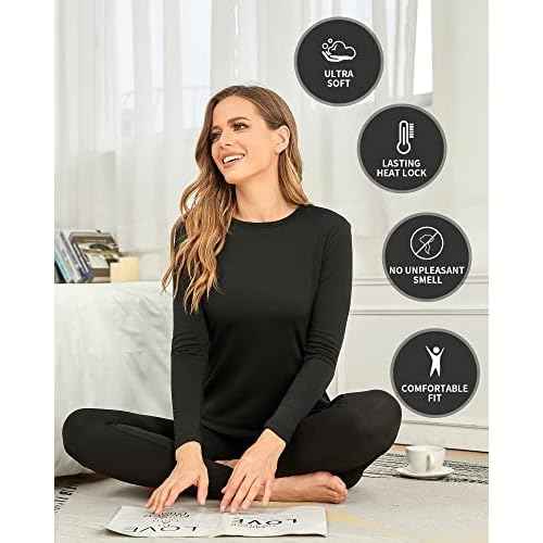 WEERTI Thermal Underwear for Women Long Johns with Fleece Lined Base Layer Women Cold Weather Top Bottom