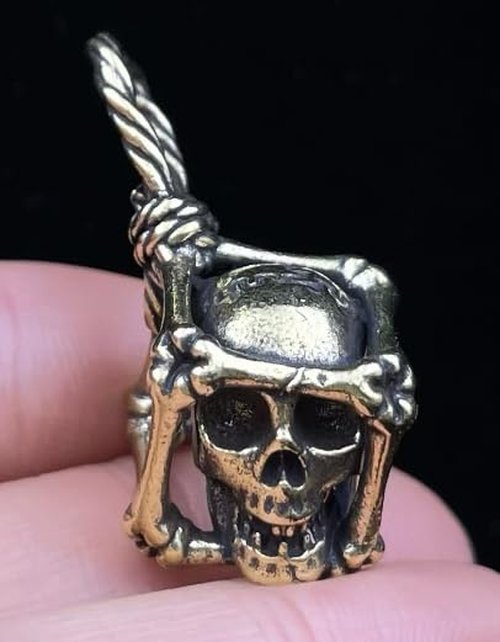 Seeby 2pcs Prison Cage Skull Brass Bead Paracord Lanyard Cord Beads Pendant Charms Pendant for Knife Lanyard Cord Bracelet Keychains EDC DIY Accessories (p1)