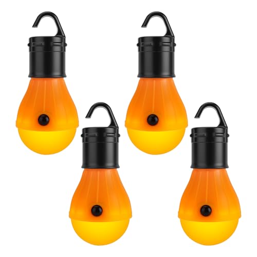 4 Pack Camping Light Bulbs with Amber Yellow Color, Bug Resistant Portable Lantern for Kids & Outdoor Activities