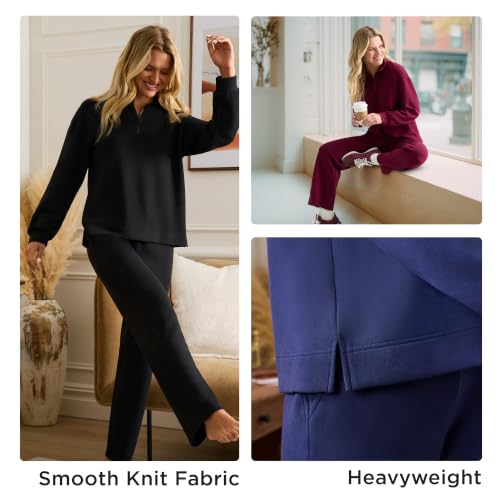 Medium Bordeaux Cuddl Duds Lounge Sets for Women - 2 Piece Matching Tracksuit