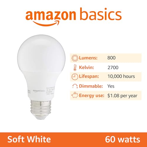 LED Light Bulbs 6 Pack - 60W Equivalent, Soft White 2700K, Dimmable, Energy Saving