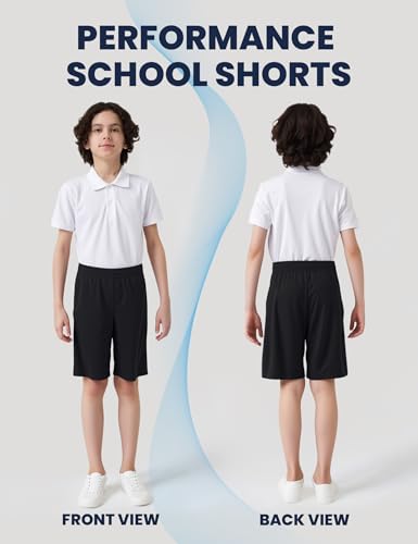 Rupy Boys' Athletic Quick Dry Soccer Basketball Shorts with Pockets - X-Small, Black & Navy Blue