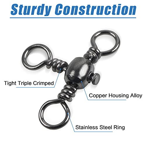 3 Way Fishing Swivels Set 50/100pcs Crossline Barrel Swivels for Catfish & Surf Rig