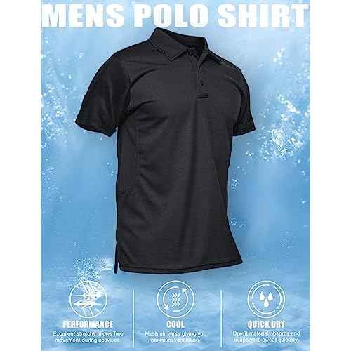 MAGCOMSEN Men's Polo Shirt Quick Dry Performance Short Sleeve Tactical Shirts Pique Jersey Golf Shirt