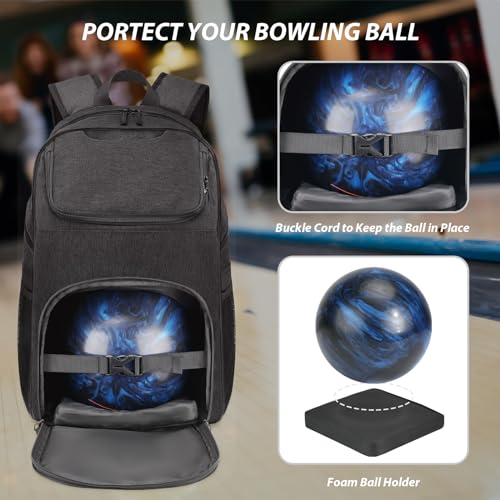 Bosynoy Bowling Backpack with Shoe Compartment - Black