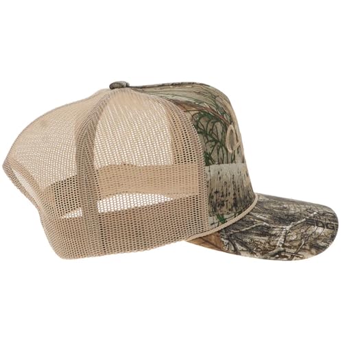 HOOEY OG Adjustable Snapback Trucker Hat - Mesh Back, Rope Detail, OSFA, Camo/Tan