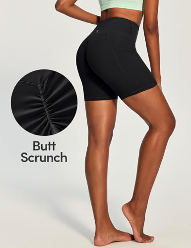 IUGA Black Medium Butt Lifting Biker Shorts with Pockets Tummy Control