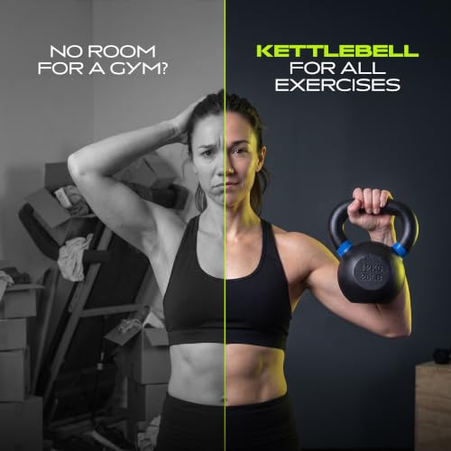 Rage Fitness Kettlebell 2.0 - 26.5 lbs / 12 kg Powder Coated Single Cast Iron