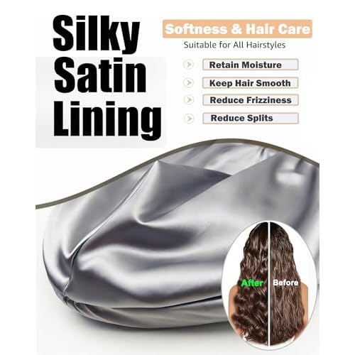 Satin Lined Beanie Hat for Women Men, Wool Knit Cuffed Silk Lining Fisherman Beanies Slouchy Warm Winter Hats Skull Cap