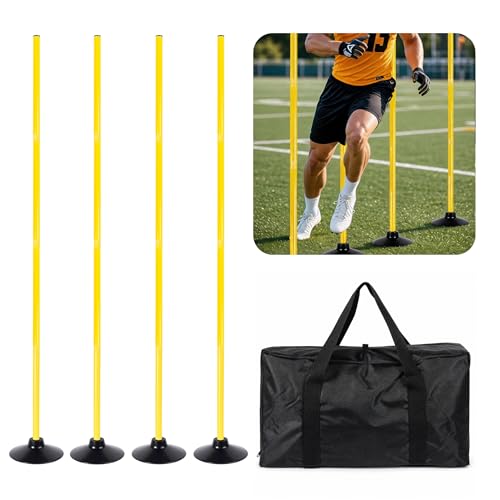 Yellow Adjustable Soccer Agility Training Poles - Speed & Drills Equipment