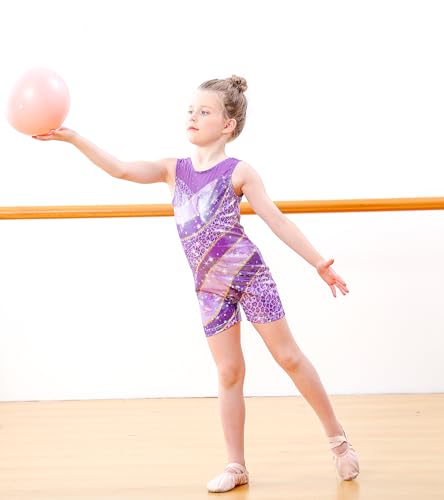 Girls Gymnastics Leotard with Sequin Mesh Splice - 2-3T / Leopard Pattern