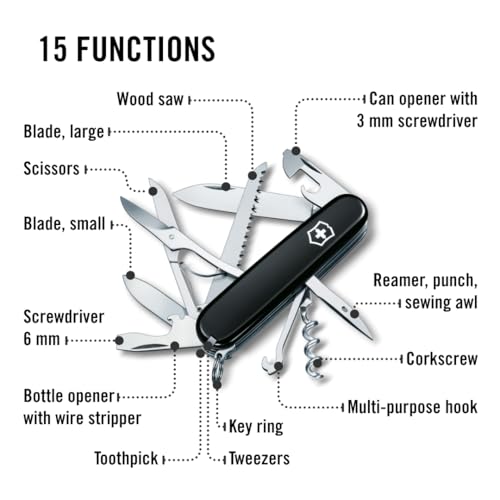 Victorinox Huntsman Swiss Army Pocket Knife Black - 15 Functions