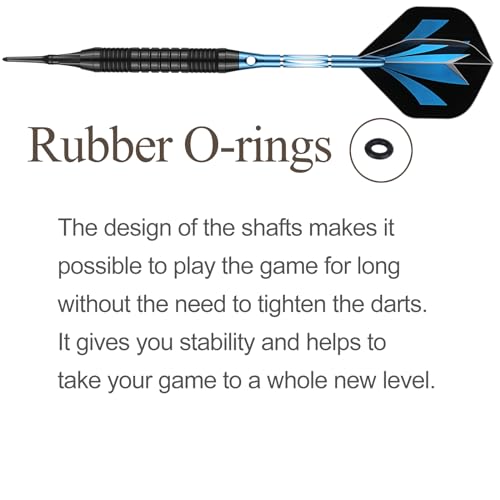 Blue Rainbow Soft Tip Darts Set 18g 21g with Aluminum Shafts & O-Rings - Electronic Dartboard
