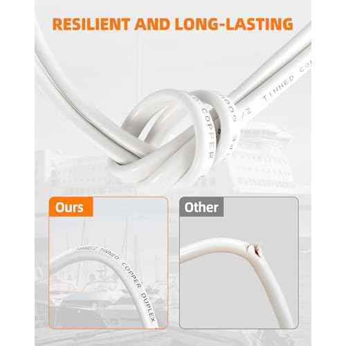 10 Gauge Marine Wire, 10/2 Duplex Marine Grade Cable, IP68 Waterproof/Oxygen-Free Tinned Copper Stranded PVC 10 AWG Wire for Boat, Automotive, RV, Solar, LED Strips (30FT)