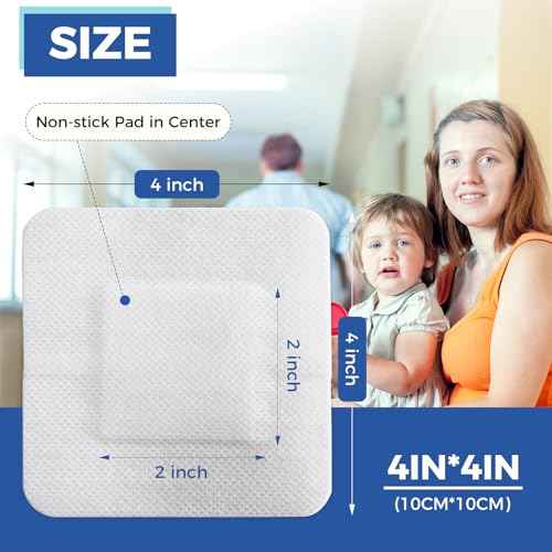 Island Dressing Bordered Gauze 4"x4", 50 Individually Packed Non-Stick Pad in Center with Adhesive Border,Soft Absorbent Medical Grade Dressing Gauze Pad for Wound Care and First Aid