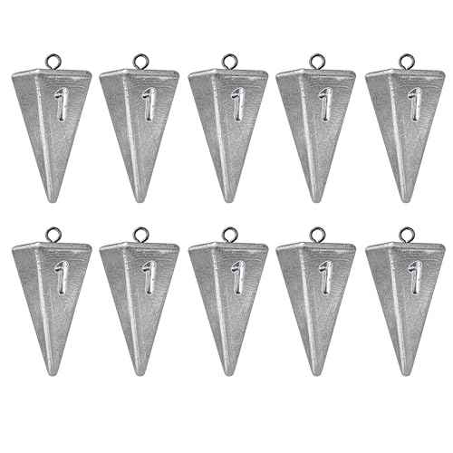 Pyramid Sinkers Fishing Weights, Saltwater Fishing Sinkers for Surf Fishing Gear Tackle - 1oz, 2oz, 3oz