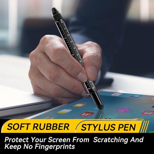 11-in-1 Multitool Pen Set with LED Light, Flathead & Phillips Screwdrivers, Level, Ruler, Bottle Opener, and Stylus, Christmas Stocking Stuffers for Men Adults, Gifts for Him, Husband, Black