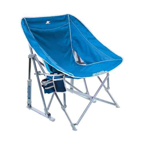 GCI Outdoor Pod Rocker Beach Chair | Collapsible Folding Rocking Chair with Drink Holder & Portable Carry Bag ? Saybrook Blue