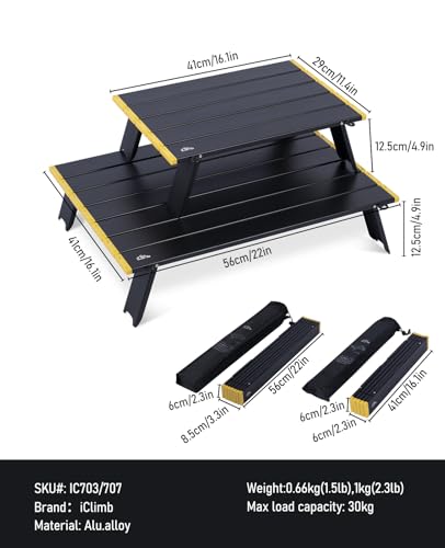 Ultralight Compact Beach Picnic Folding Aluminum Table - Large Black