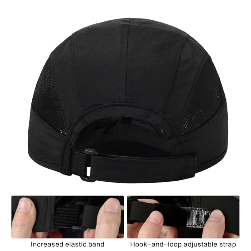 Quick Dry Baseball Cap Unstructured Water Resistant Golf Hat - Black