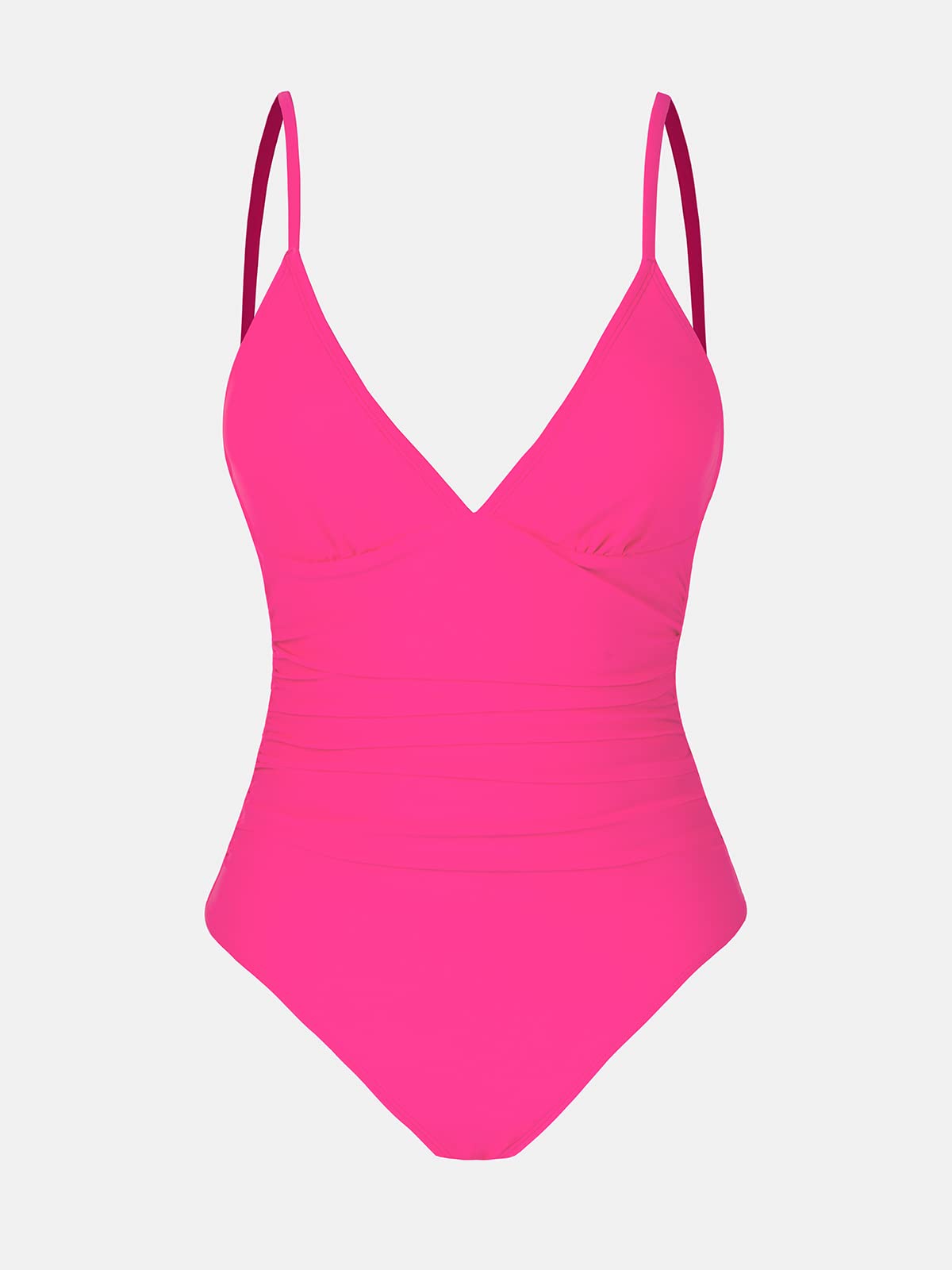 CUPSHE Women's One Piece Swimsuit Tummy Control V Neck Bathing Suits L Deep Pink