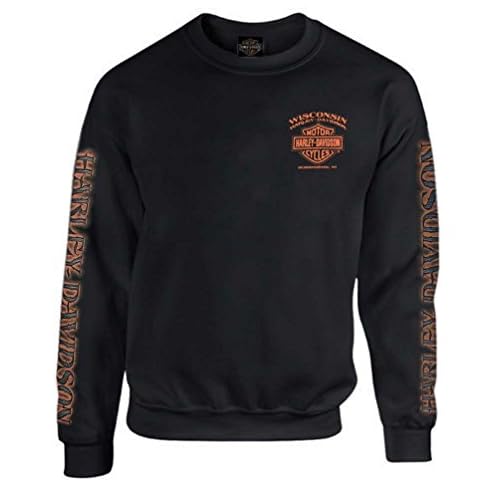 Harley-Davidson Men's Eagle Piston Fleece Pullover Sweatshirt, Black 30299948