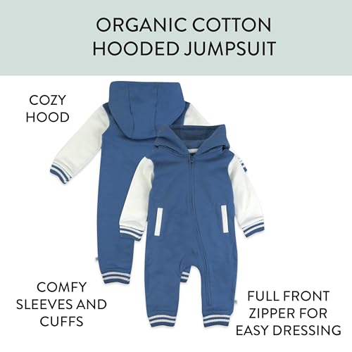 Baby Boys Hoodie Coverall - Team Varsity Organic Cotton Newborn Blue