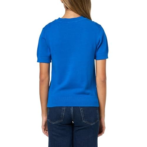 Nautica Womens Short Sleeve Crew Neck Cable Solid Sweater
