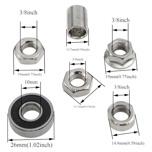 7.08 Inch Bicycle Rear Hub Axle 3/8 Inch 26 TPI for Mountain & Road Bikes