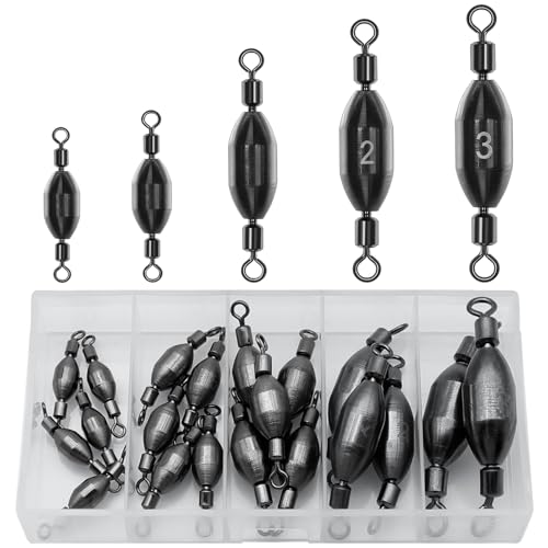 20pcs Brass Fishing Weights Swivel Bullet Sinkers - Durable & Eco-Friendly