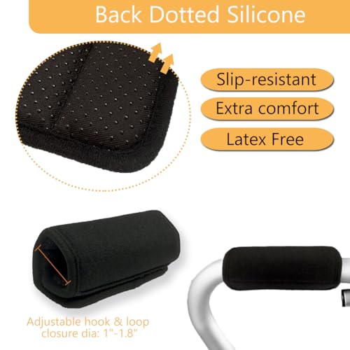 Universal Walker Hand Grip Covers with Memory Foam Padding, Washable, Black