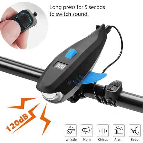 Bike Horn with Light, 120dB Electric Bicycle Bell & 400LM Rechargeable Headlight, IPX4 Waterproof Kids Bike Accessories for Boys/Girls, Scooters