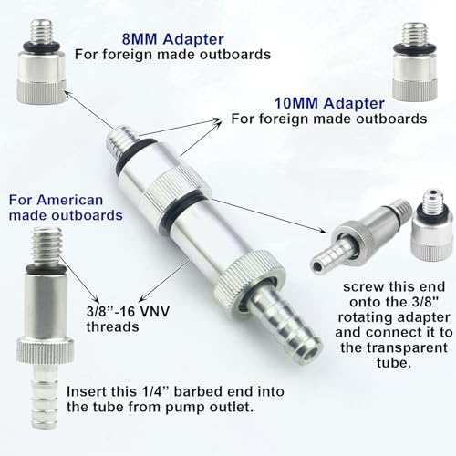Gear Oil Pump for Standard 1 Quart Bottles with 3/8 Swivel, 8mm & 10mm Adapters - Marine Outboard Maintenance