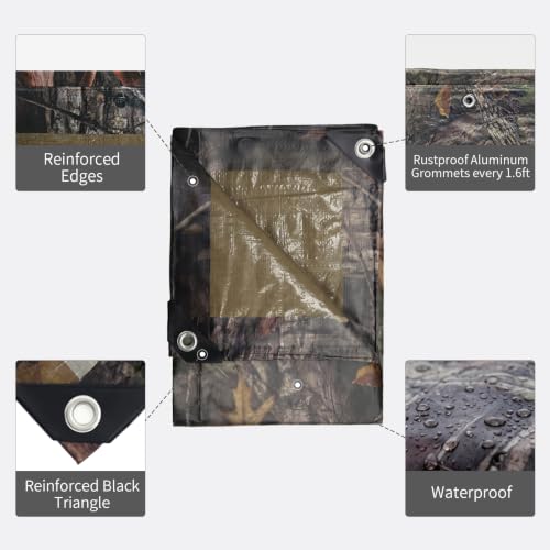 Heavy Duty Waterproof UV Resistant Tarpaulin 12x16 Feet Tree Camo - 9 Mil