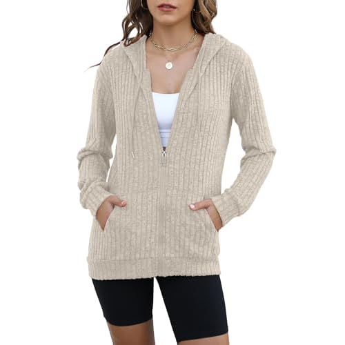 JomeDesign Sweaters for Women Long Sleeve Sweatshirt Fashion Hoodies Zip Up Loose Casual Fall Tops S-XXL