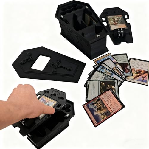 Premium Vampire MTG Deck Box with Dice Storage & Life Counter - Gothic Coffin Design, Holds 100 Cards