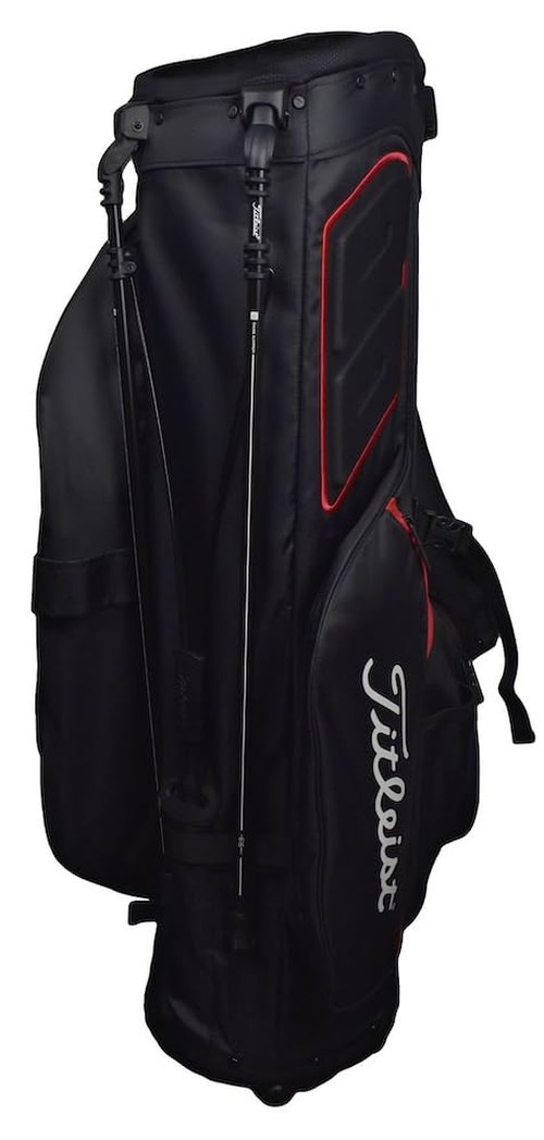 Titleist Golf Players 4 Plus Less Logo Stand Bag Black/Black/Red