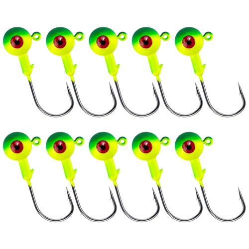Green 1/4oz Fishing Jig Head with 3D Eyes Saltwater & Freshwater