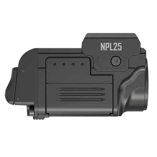 Nitecore NPL25 900 Lumen Compact Weaponlight, USB Rechargeable Magnectic Charging, Rail Mounted Tactical Flashlight with Adjustable Sliding Rail
