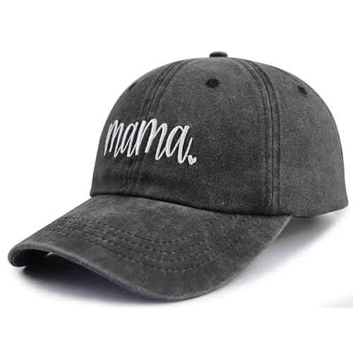 SHANVANKE Funny Mama Hat for Women, Adjustable Washed Cotton Embroidered Mom Baseball Cap