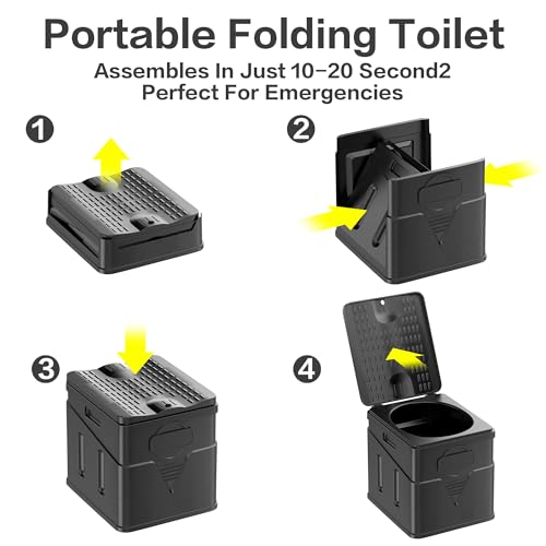 Portable Camping Toilet Foldable Compact Toilet for Outdoors Adults Children