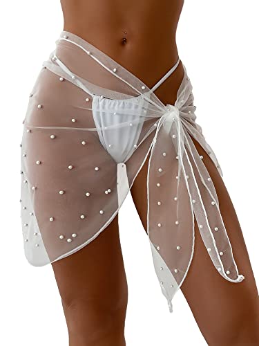 Women's Sarong Swimsuit Cover Up - Bachelorette Bride Outfit One Size White