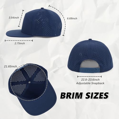 Men Women Quick Dry Flat Brim Baseball Cap Snapback Golf Hat Navy Dark Grey Light Grey