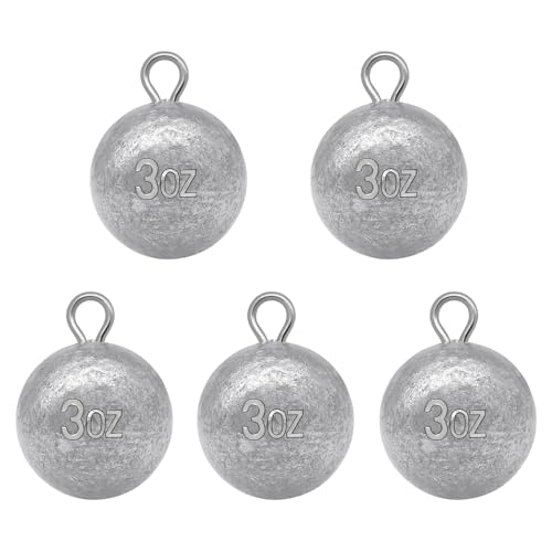 3oz Fishing Round Sinker Cannonball Lead Weights Assortment - 5 Pieces