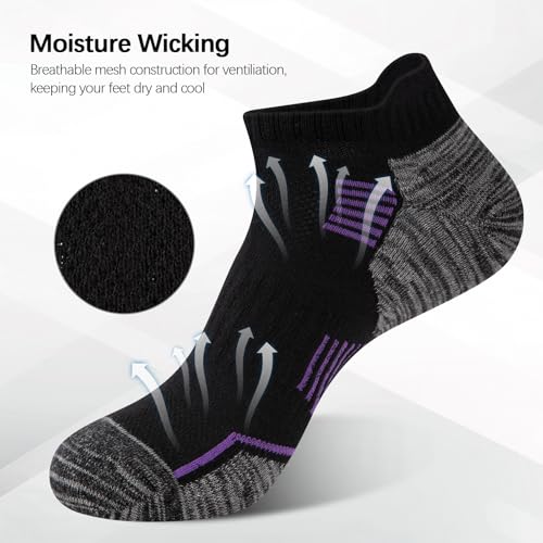 Cotton Ankle Socks 7 Pack - Black & Multicolor Cushioned Athletic Low Cut Running Socks