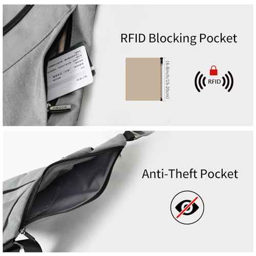 Sling Bag for Men,RFID Crossbody Hiking Backpack Chest Shoulder Tactical Bag with Water Bottle Bag for Travel