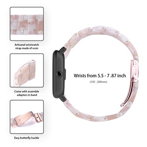 Pink Flower Resin Bracelet Compatible with Skeiwatch & More - Women Replacement Jewelry